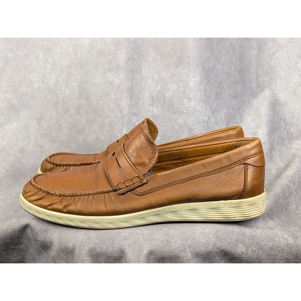 Ecco Mens Leather Penny Loafers Cognac Brown Slip On Shoes 54053401053 Size 42 8